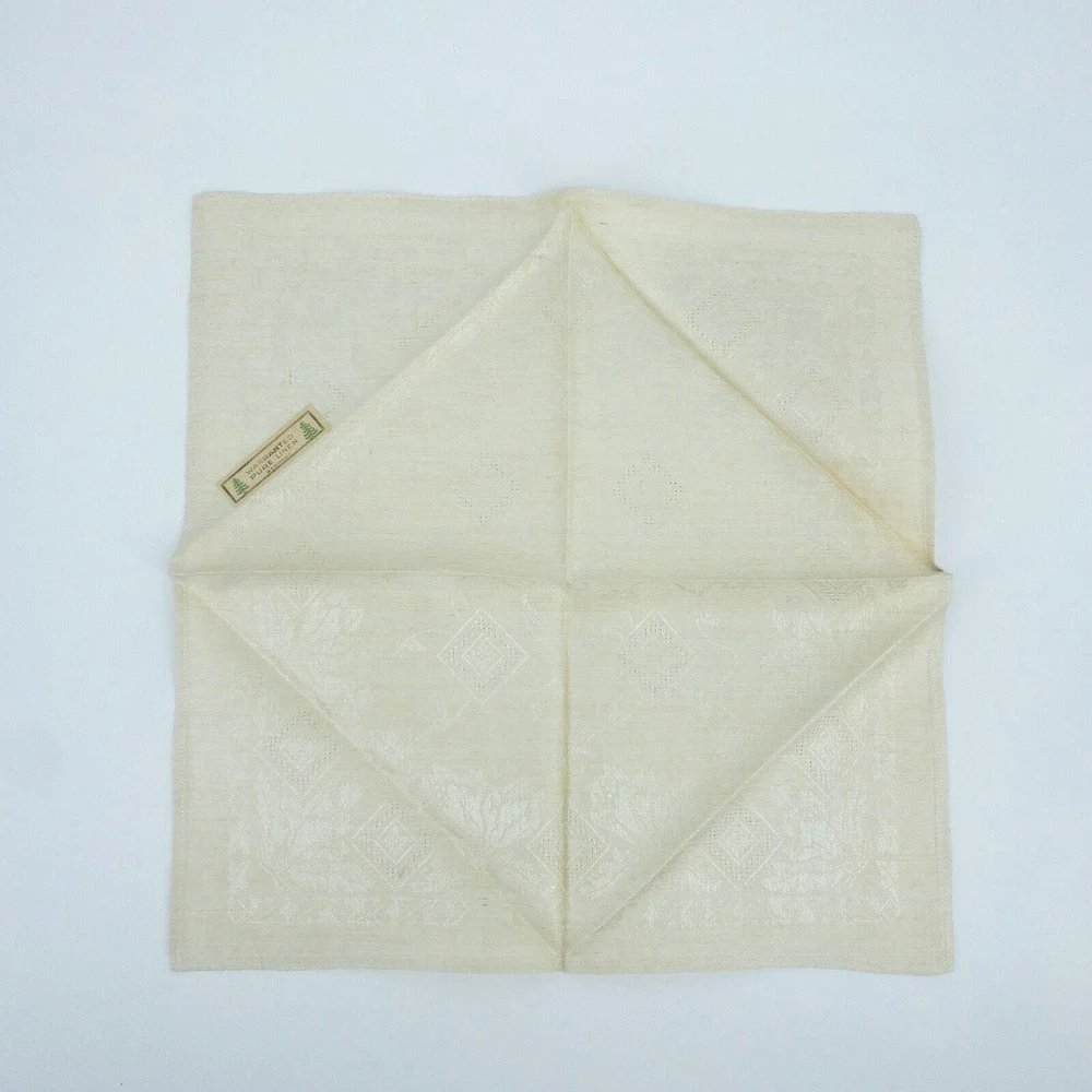 Vintage Linen Napkin Set 11 Beige European 1950s Table Decor